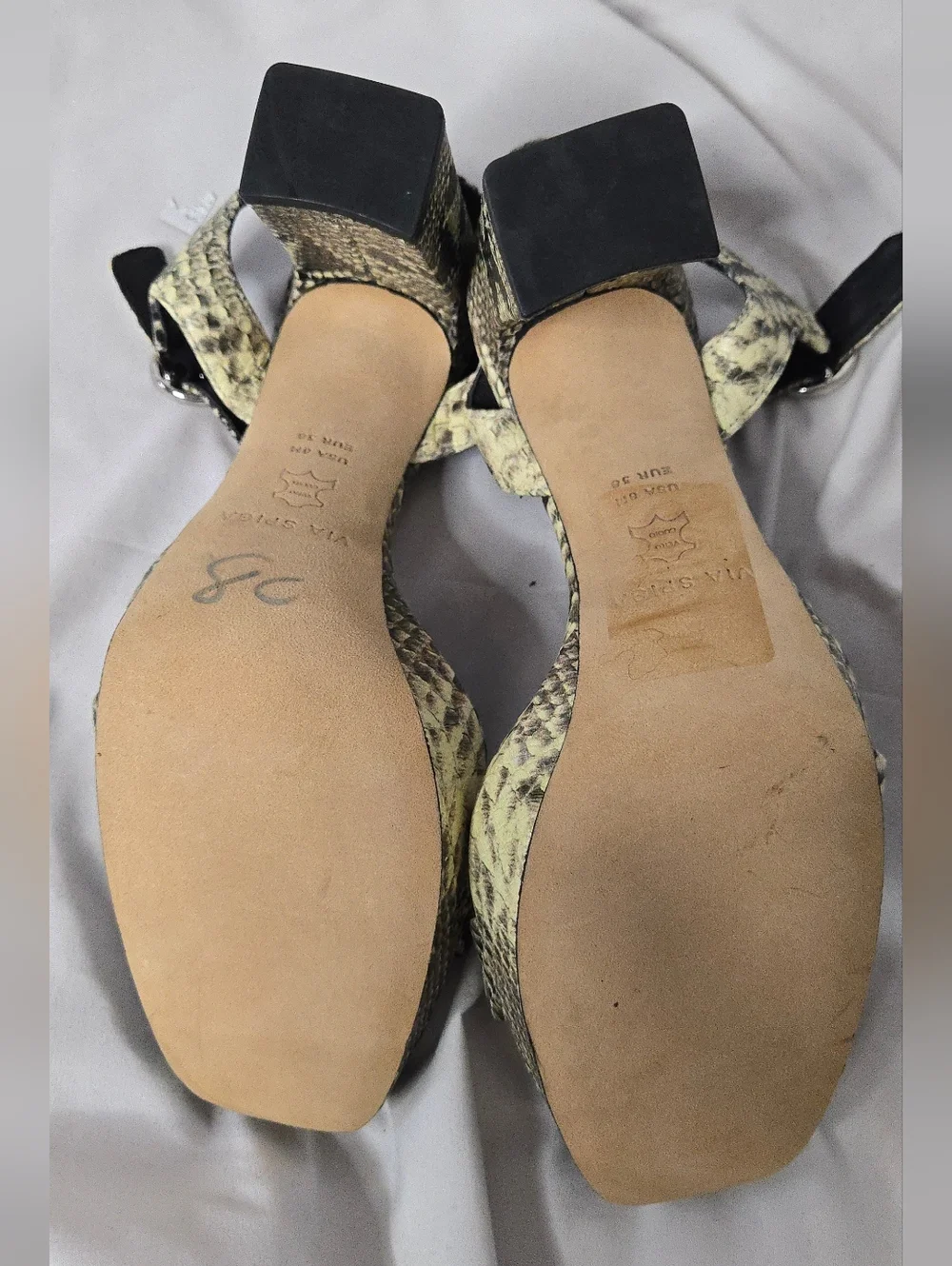Via Spiga Saville Snake-Print Platform Block Heel Sandal Women's 8